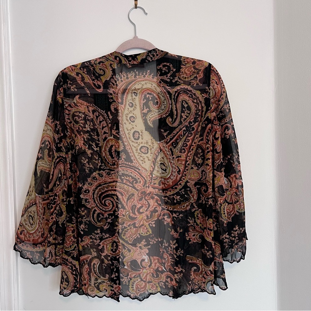 Soft surroundings boho kimono open front bell sleeve top - Picture 2 of 5